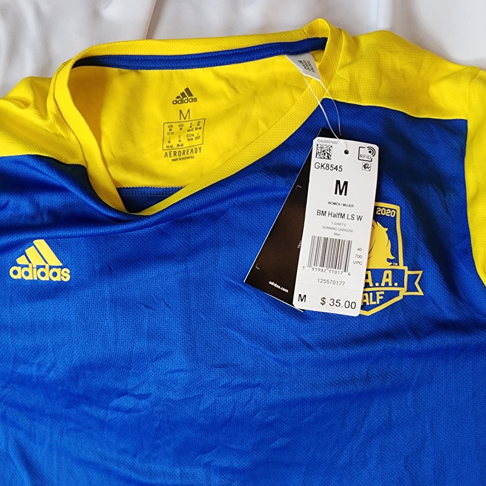 Adidas Blue and Yellow Long Sleeve 2020 Half Marathan NWT - Picture 7 of 9